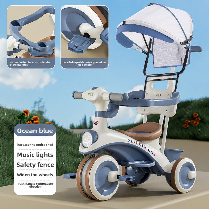 Adjustable Children Tricycle Stroller with Music Lights