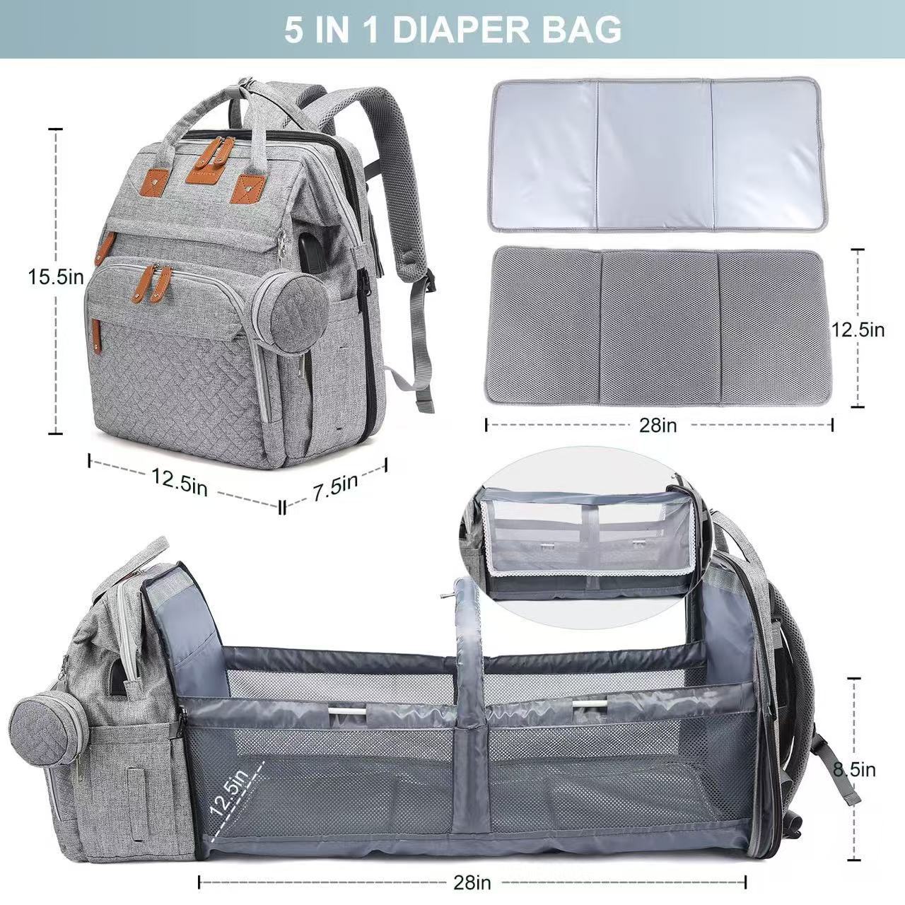 Folding Baby Bed Backpack with Large Capacity