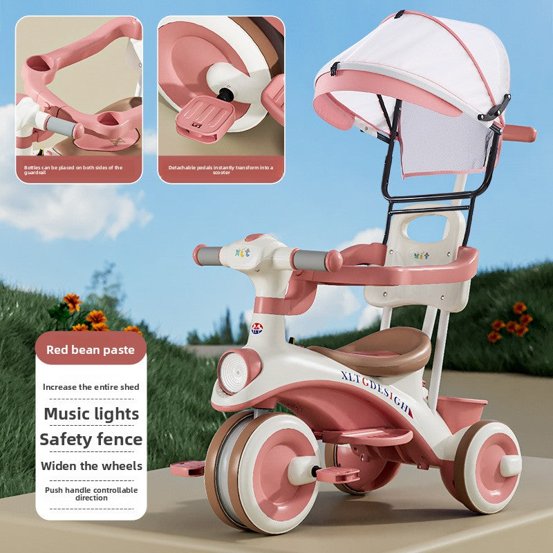 Adjustable Children Tricycle Stroller with Music Lights